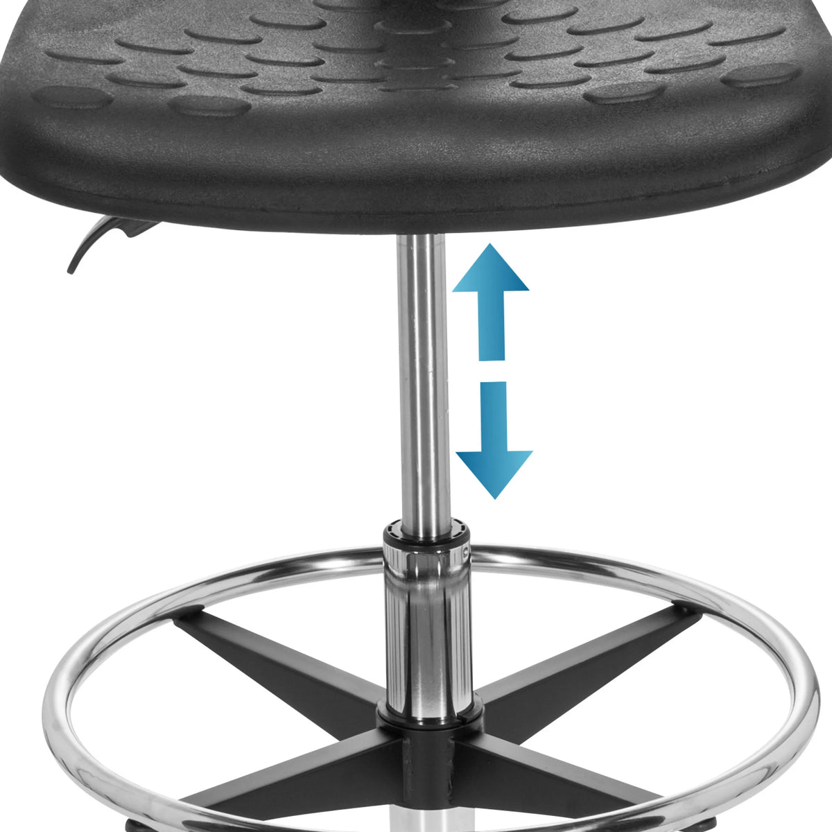Resorte de gas regulable en altura con anillo para los pies en negro de la silla de mostrador TOP WORK 23 I de hjh OFFICE