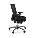 Silla alta gama NOVA PRO ALU negra con respaldo de malla y base de cinco ruedas de hjh OFFICE – vista de 360° (vista lateral 80°)