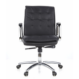 Sillón de oficina profesional VILLA 10 negro con tapizado acolchado y base de cinco ruedas de hjh OFFICE – vista de 360° (vista frontal 0°)