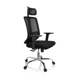 Silla Home Office ZH 200 negra con respaldo de malla y base de cinco ruedas de hjh OFFICE – vista de 360° (vista frontal en diagonal 60°)