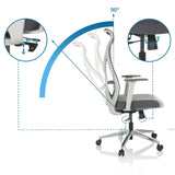 Mecanismos de ajuste e inclinación de 90 grados del respaldo de la Silla de oficina profesional AZURRO WHITE de hjh OFFICE