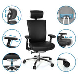 Funciones ajustables de la Silla de oficina profesional de cuero negro NOVA de hjh OFFICE