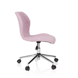 Silla giratoria para niños JOY II rosa con efecto acolchado y base de cinco ruedas de hjh OFFICE – vista de 360° (vista lateral 80°)