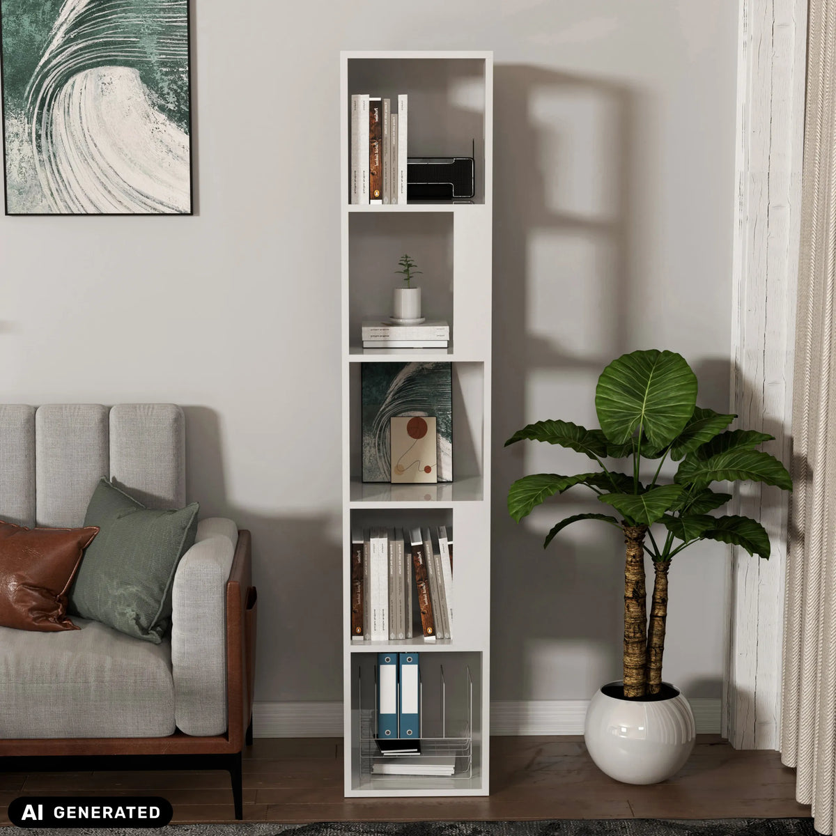 Estante KALAG S blanco con cuatro compartimentos abiertos de hjh LIVING (imagen generada por IA)