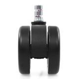 Ruedas para sillas 5x ROLO COLOR 60 11mm/60mm negras para suelos duros con pin de fijación metálico de hjh OFFICE – vista de 360° (vista frontal 0°)