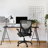 Silla Home Office BELIO negra con respaldo de malla y reposabrazos de hjh OFFICE