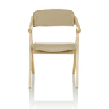 Silla plegable SCANDIO beige con reposabrazos y estructura de madera de hjh OFFICE – vista de 360° (vista frontal 0°)
