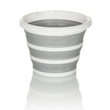 Contenedor plegable CLEAN SILR en gris y blanco con estructura plegable y borde blanco de hjh OFFICE – vista de 360° (vista lateral 90°)