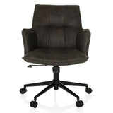Silla Home Office SOLAO LIFE en gris oscuro con asiento acolchado y base de cinco ruedas de hjh LIVING – vista de 360° (vista frontal 0°)