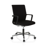 Silla de oficina profesional MOVE-TEC 3D negra con reposabrazos y base de cinco ruedas de hjh OFFICE – vista de 360° (vista frontal en diagonal 40°)