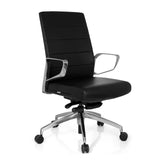 Silla de oficina profesional PROVIDER negra con tapizado acolchado y base de cinco ruedas de hjh OFFICE – vista de 360° (vista frontal en diagonal 40°)
