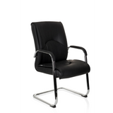 Silla de viga voladiza SOVRANO V negra con reposabrazos y estructura de patín cromada de hjh OFFICE – vista de 360° (vista frontal en diagonal 40°)