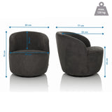 Vista dimensional del Sillón de diseño BRAMWICH con un ancho de 65 cm y una altura de 70 cm de hjh LIVING