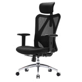 Silla de oficina profesional M18-M148 negra con respaldo de malla, reposacabezas y base brillante de Sihoo