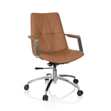Silla Home Office SARANTO II color camello con capitoné y base de cinco ruedas de hjh OFFICE – vista de 360° (vista frontal 20°)