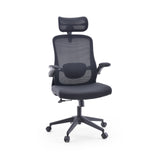 Silla Home Office Vertuflex negra con respaldo de malla y base de cinco ruedas de MyBuero – vista de 360° (vista frontal 15°)
