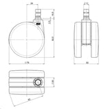 Dibujo técnico de las Ruedas para sillas 5x ROLO No-Noise 11mm/75mm con un diámetro de 75 mm de hjh OFFICE