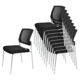 Sillas de cuatro patas apilables K9 V en color negro con respaldo de malla y estructura cromada de hjh OFFICE
