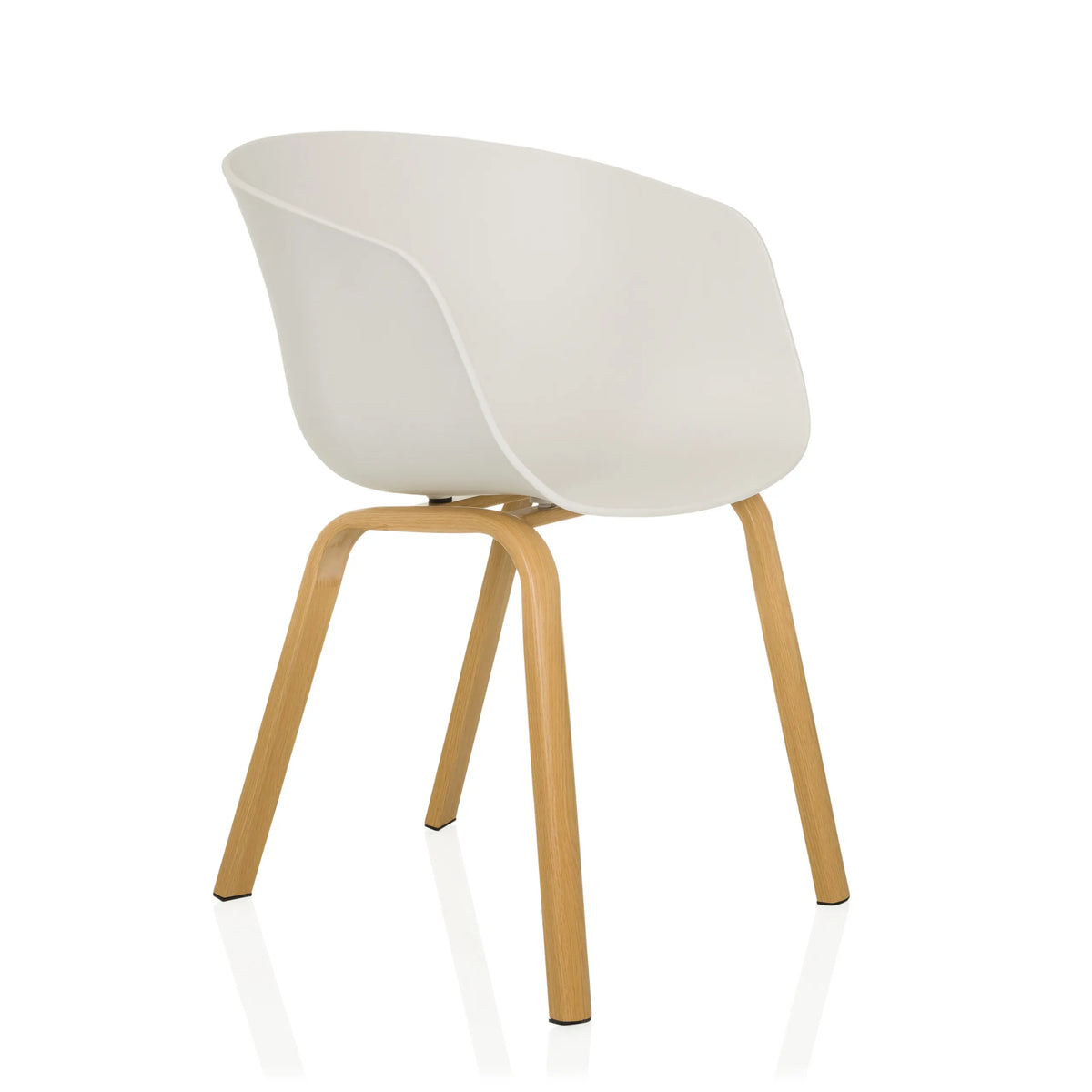 Silla nórdica blanca OSLO W con cuatro patas de madera clara de hjh LIVING – vista de 360° (vista frontal en diagonal 45°)