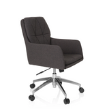 Silla Home Office SHAKE 350 en gris oscuro con patrón acolchado y base de cinco ruedas de hjh OFFICE – vista de 360° (vista frontal en diagonal 60°)