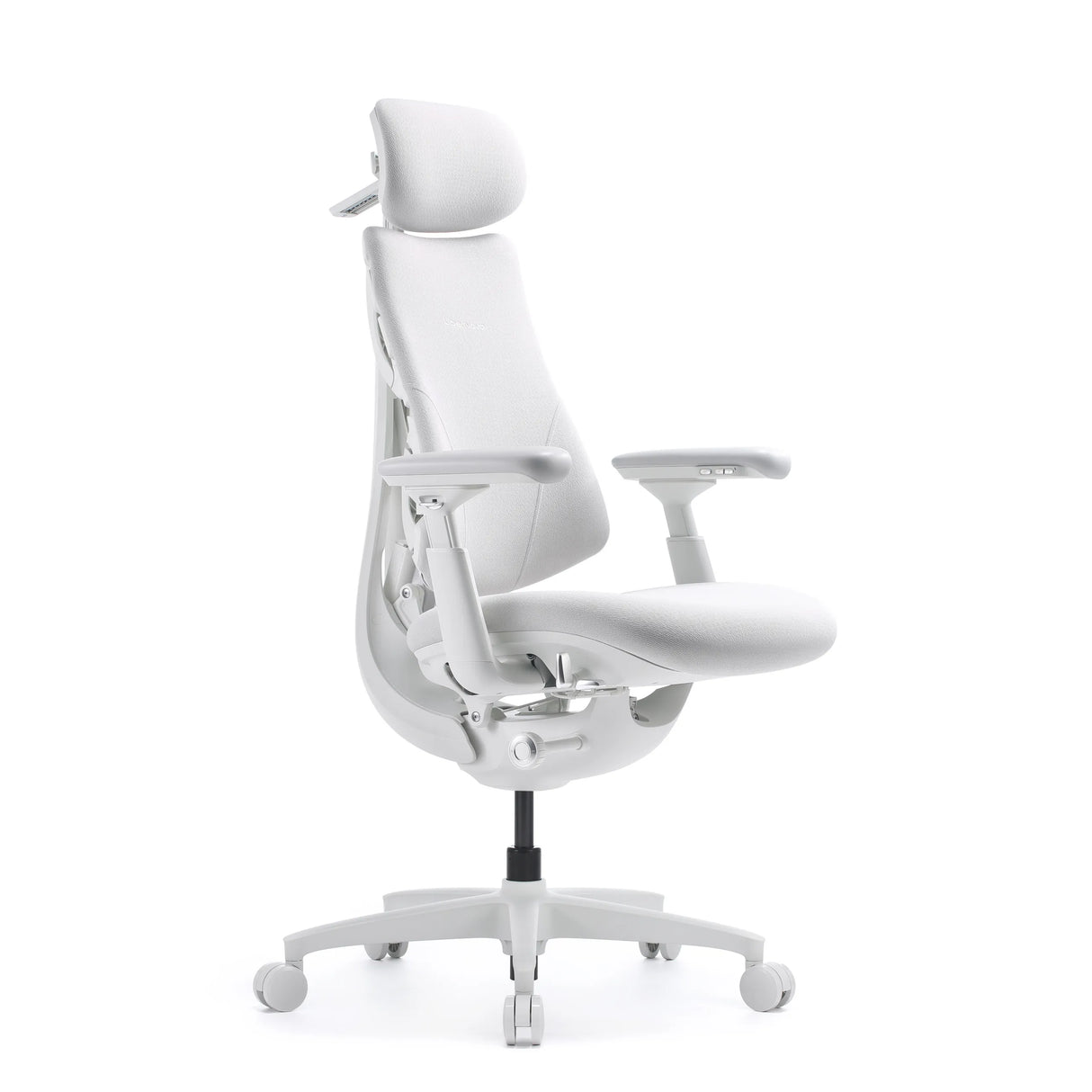 Silla alta gama LiberNovo Omni Gen blanca con reposacabezas, reposabrazos y base con ruedas de Libernovo