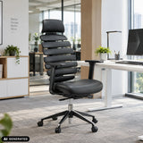 Silla de oficina profesional ERGO LINE II PRO negra de cuero con respaldo segmentado de hjh OFFICE (imagen generada por IA)