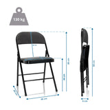 Dibujo dimensional de la silla plegable TUDELA I con una altura de 80 cm y una capacidad de carga de 130 kg de hjh OFFICE
