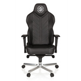 Silla gaming GAMEBREAKER COLOSSUS negra con reposabrazos y base brillante de cinco ruedas de hjh OFFICE – vista de 360° (vista frontal 0°)