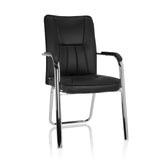 Silla de confidente negra BANDA V con reposabrazos y estructura de patín de hjh OFFICE – vista de 360° (vista frontal 20°)
