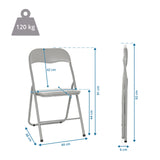 Dibujo dimensional de la silla plegable TUDELA BASIC con una altura total de 92 cm y una capacidad de carga de 120 kg de hjh OFFICE