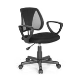 Silla giratoria para niños KIDDY CD en color negro con respaldo de malla y base de cinco ruedas de hjh OFFICE – vista de 360° (vista frontal en diagonal 40°)