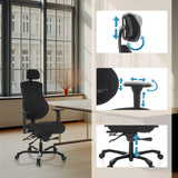 Opciones de ajuste del reposacabezas, la altura del asiento y el muelle de gas de la Silla giratoria XXL 24 HOURS BASIC en negro de hjh OFFICE