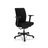 Silla de oficina profesional SENATOR negra con reposabrazos y una base de cinco ruedas de hjh OFFICE – vista de 360° (vista frontal en diagonal 40°)