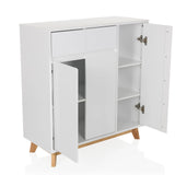 Cómoda blanca ESTHA con dos cajones, dos puertas y patas de madera clara de hjh LIVING