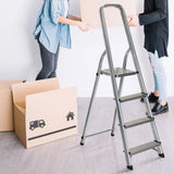 Escalera plegable de aluminio SOLID II de cuatro peldaños junto a cajas de mudanza de hjh OFFICE