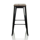 Taburete de bar VANTAGGIO HIGH WS negro con asiento efecto madera y reposapiés de hjh OFFICE – vista de 360° (vista frontal 0°)