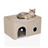 Cueva para gatos PAWY EB beige con bolas de juego y superficie para tumbarse para un gato de hjh LIVING