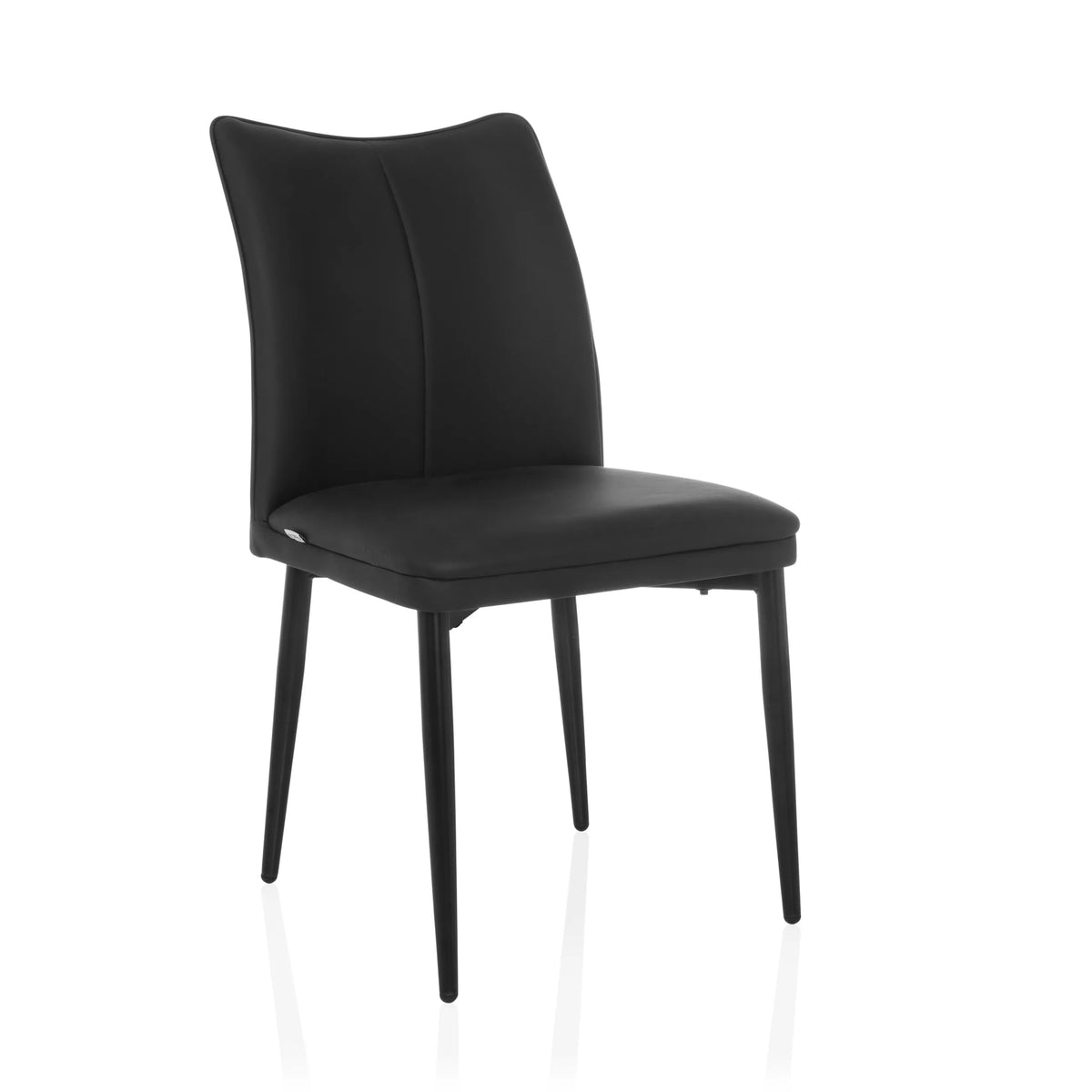 Silla de comedor VISETO negra con respaldo alto y cuatro patas de hjh LIVING – vista de 360° (vista frontal en diagonal 30°)