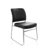 Silla de confidente negra TONSO V con tapizado y estructura de patín de hjh OFFICE – vista de 360° (vista frontal en diagonal 40°)