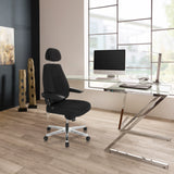 Silla giratoria XXL 24 HOURS I negra con reposacabezas y reposabrazos de hjh OFFICE