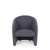 Sillón tapizada SAN JUAN en gris oscuro con respaldo y reposabrazos redondeados de hjh OFFICE – vista de 360° (vista frontal 0°)