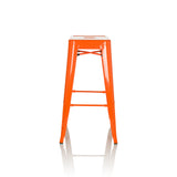 Taburete de bar VANTAGGIO HIGH naranja con cuatro patas y reposapiés integrados de hjh OFFICE – vista de 360° (vista frontal 0°)