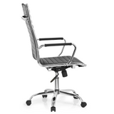 Sillón de oficina profesional VEMONA 20 negro con costuras transversales, reposabrazos y base de cinco ruedas de hjh OFFICE – vista de 360° (vista lateral 100°)