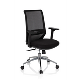 Silla de oficina profesional PROFONDO negra con respaldo de malla y base de cinco ruedas de hjh OFFICE – vista de 360° (vista frontal en diagonal 40°)
