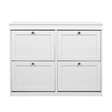 Armario zapatero Estha 40 blanco con cuatro compartimentos abatibles y tiradores plateados de hjh LIVING