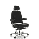 Silla giratoria XXL 24 HOURS F de cuero negro con reposacabezas y reposapiés de hjh OFFICE