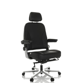 Silla giratoria XXL 24 HOURS F de cuero negro con reposacabezas y reposapiés de hjh OFFICE