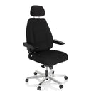 Silla giratoria XXL 24 HOURS I negra con reposacabezas y base plateada de hjh OFFICE