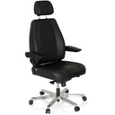 Silla giratoria XXL 24 HOURS de cuero negro con reposacabezas y base brillante de hjh OFFICE