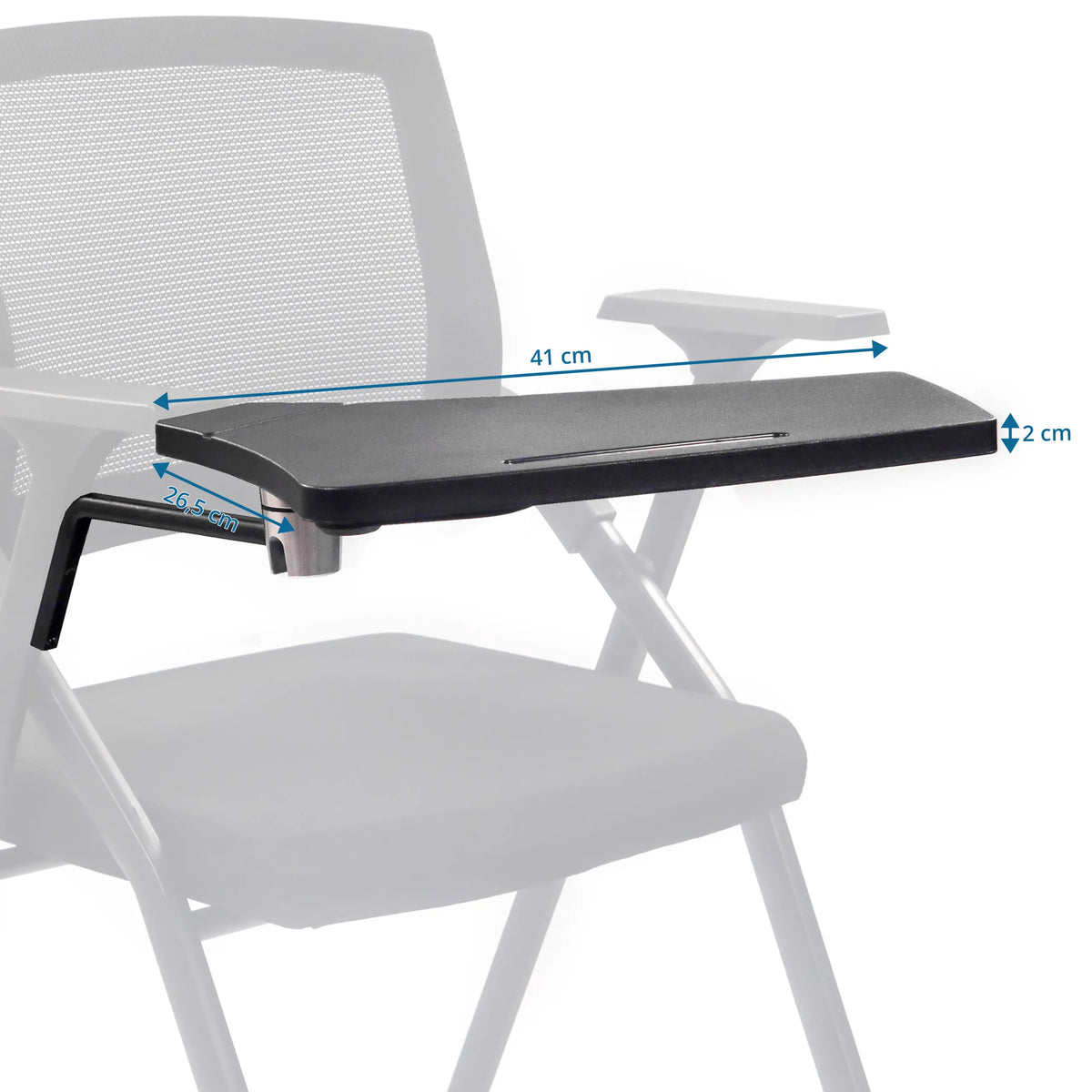 Vista dimensional del Accesorio TABLET PRIORITY II bandeja de escritura con 41 cm de ancho de hjh OFFICE